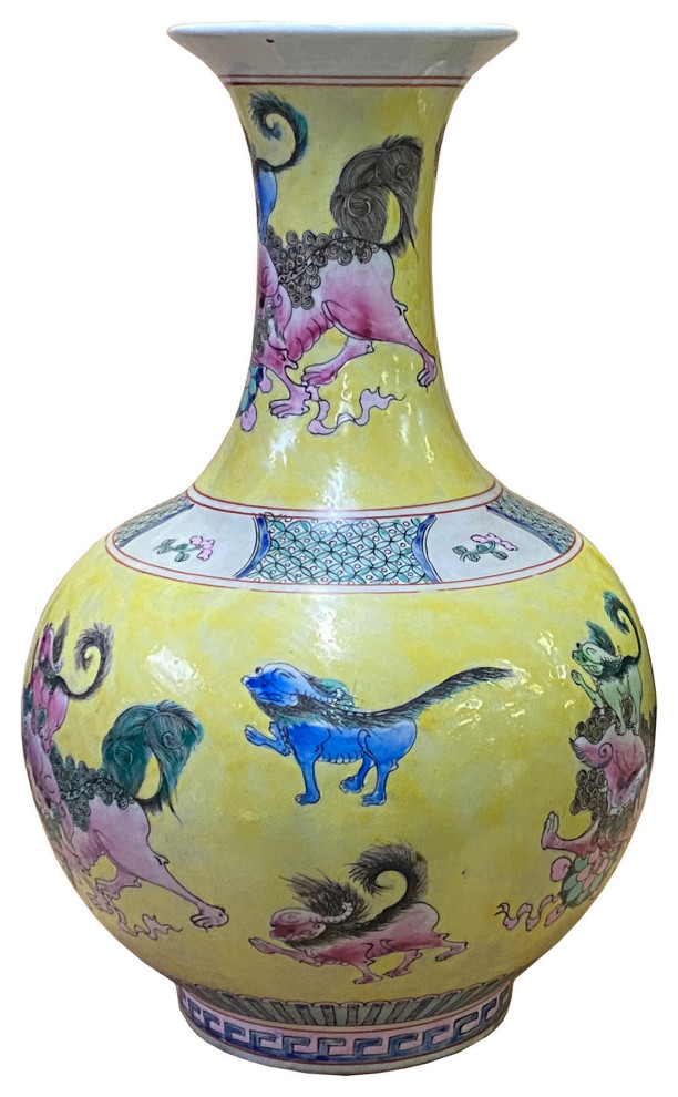 Vintage Gump's Hand Painted Porcelain Foo Dogs - a Pair