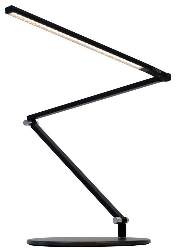 Z-Bar Slim Desk Lamp With Base, Warm Light, Metallic Black