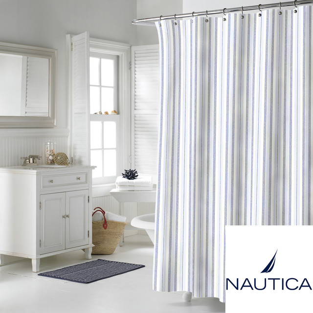 Nautica Palmetto Bay Stripe Cotton Shower Curtain Contemporary Nautica Palmetto Bay Stripe Cotton Shower Curtain