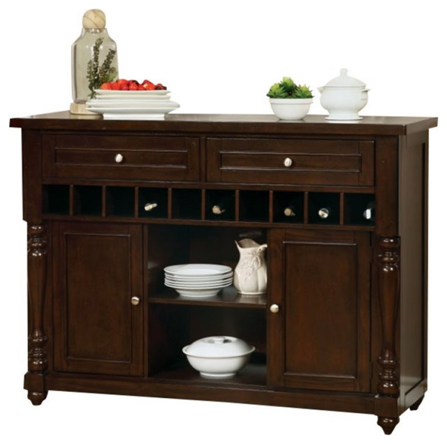 Bowery Hill MidCentury Wood Wine Rack Buffet in Antique Cherry