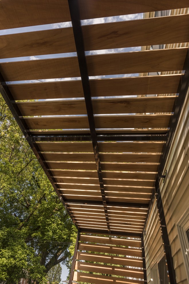 Deck - small transitional backyard deck idea in DC Metro with a pergola