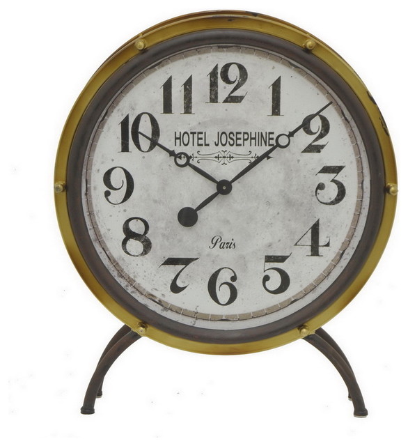Hotel Josephine Metal Table Clock Industrial Desk And Mantel Clocks