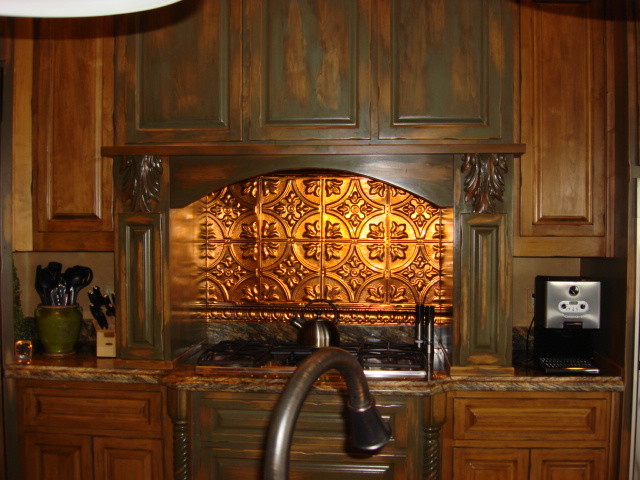 Accented Stove Backsplash Rustic Kitchen Tampa By