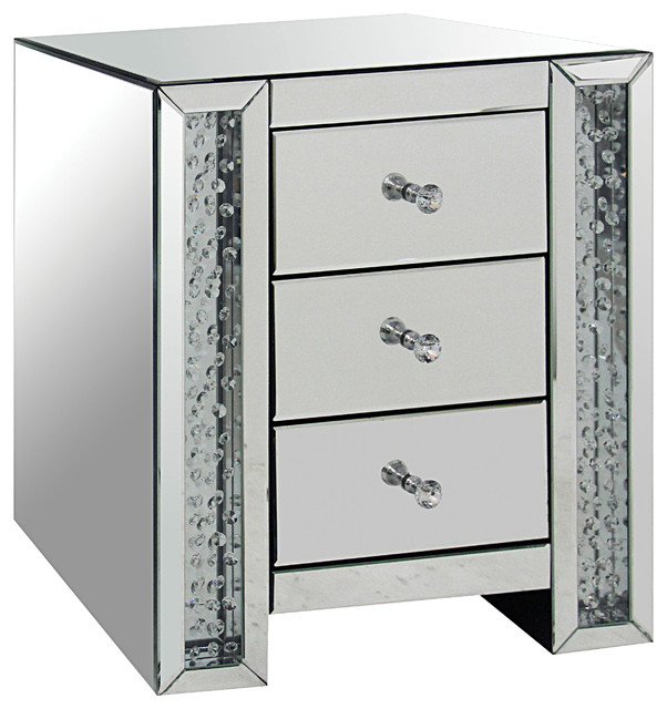 Nysa Mirrored Nightstand Contemporary Nightstands And Bedside