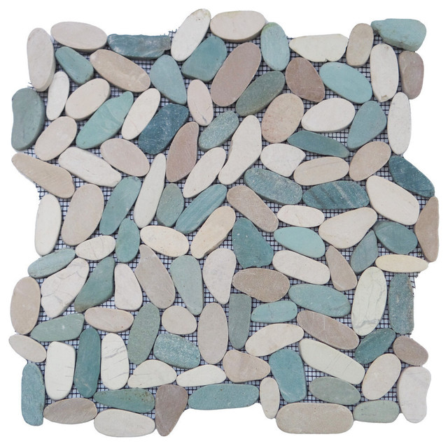 12 X12 Rocha Slim Cut Pebble Mosaic Tile Rustic 12 X12 Rocha Slim Cut Pebble Mosaic Tile Rustic By Mulia Inc