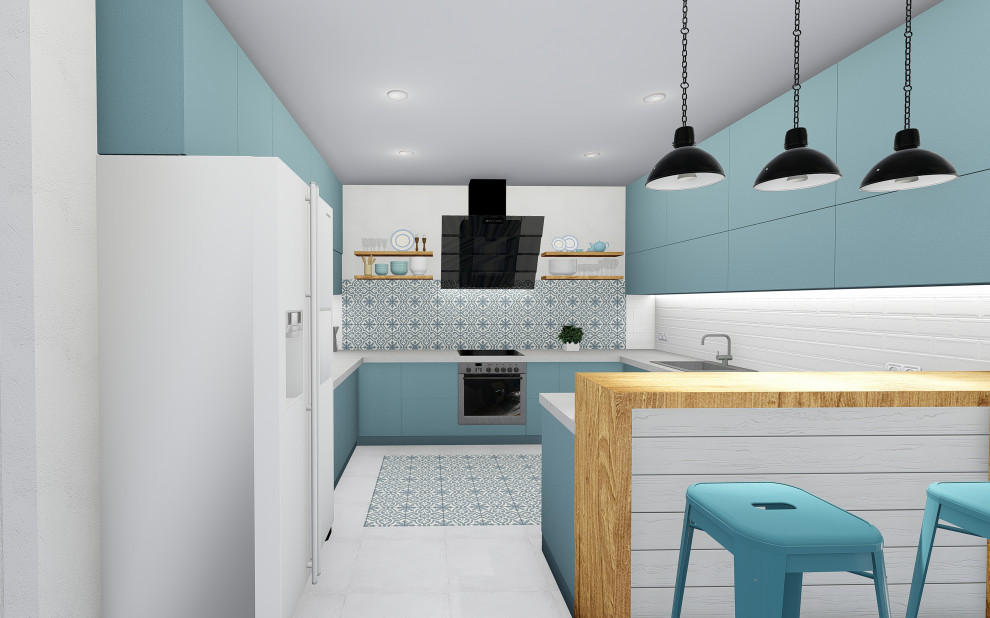 Кухня-столовая в средиземноморском стиле