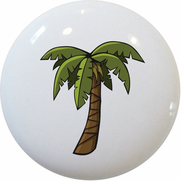 Single Palm Tree Ceramic Cabinet Drawer Knob Beach Style