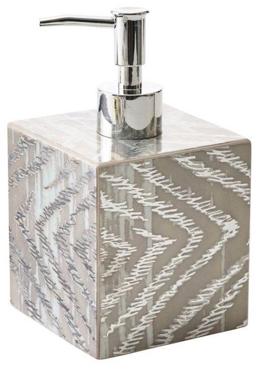 Kim Seybert Zebra Soap Dispenser, Gray/Silver