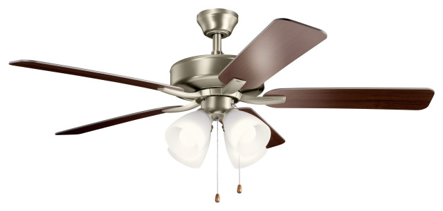 Kichler Basics Pro Premier 4 Light 52 Indoor Ceiling Fan In Brushed Nickel Transitional Fans By Lights Houzz Indoor Ceiling Fan In Brushed Nickel, Hunter 52 Winslow Brushed Nickel Ceiling Fan