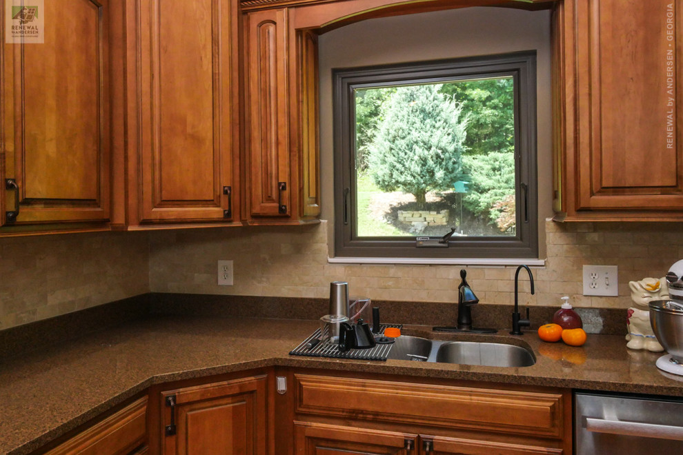New Awning Window in Stylish Kitchen Renewal by Andersen Kitchen Atlanta by