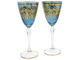 GlassOfVenice Set Of Two Murano Glass Wine Glasses 24K Gold Leaf - Golden  Brown 