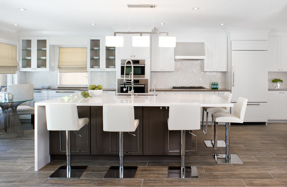 Example of a transitional kitchen design in Miami