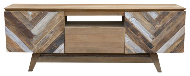 recycled teak wood brux art deco dresser and media center, 63" midcentury entertainment centers and tv stands by chic teak houzz recycled teak wood brux