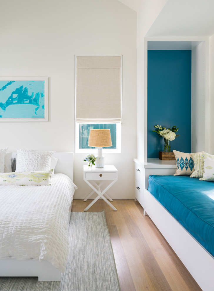 Design ideas for a beach style bedroom in Boston.