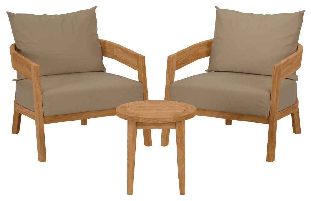 Brisbane 3Piece Teak Wood Outdoor Patio Outdoor Patio Set