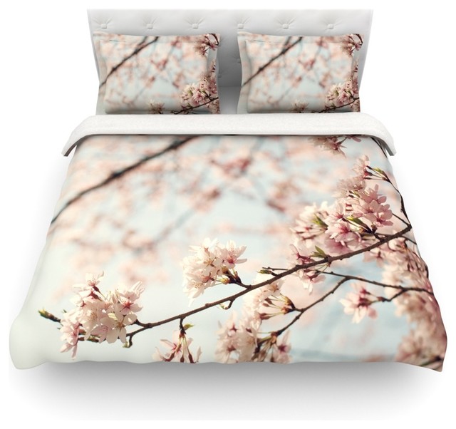 Houzz Kess Inhouse Catherine Mcdonald Japanese Cherry Catherine Mcdonald Japanese Cherry Blossom Duvet Cover Cotton Twin Farmhouse