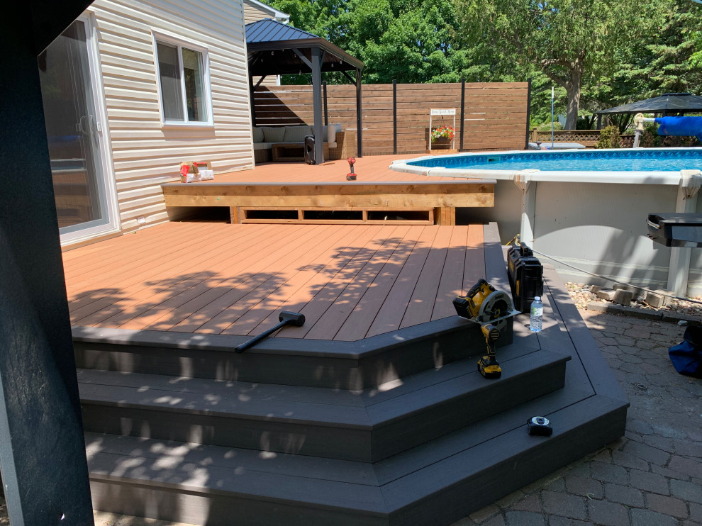 Azek Cypress and Dark hickory deck around pool