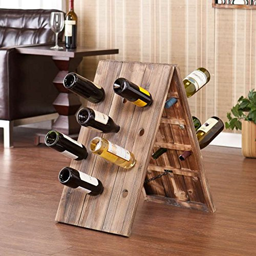 Vintage Style 24 Bottle Distressed Wood Riddling Wine Rack - Rustic ...