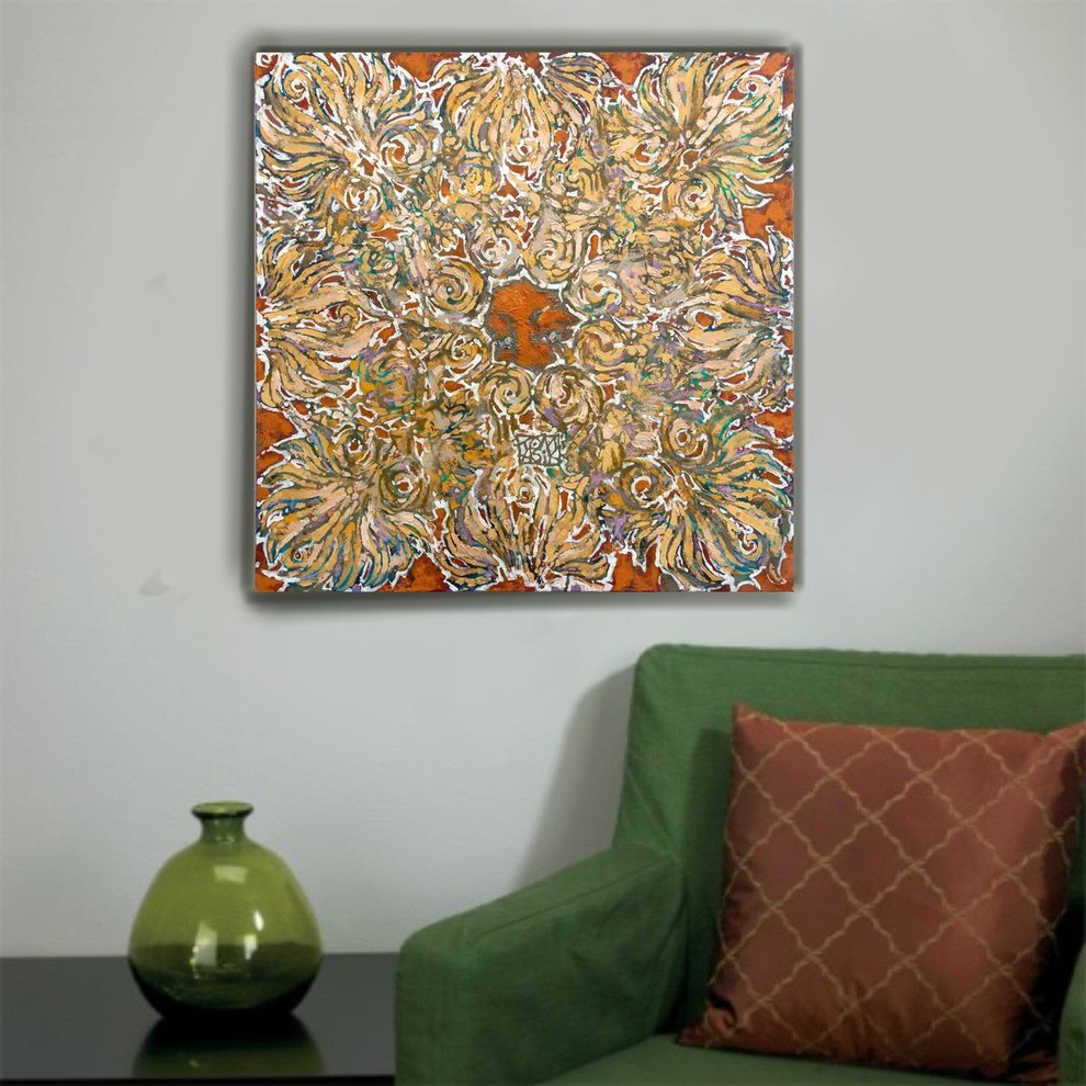 original painting, unique picture for warm interior. floral love feminine look.