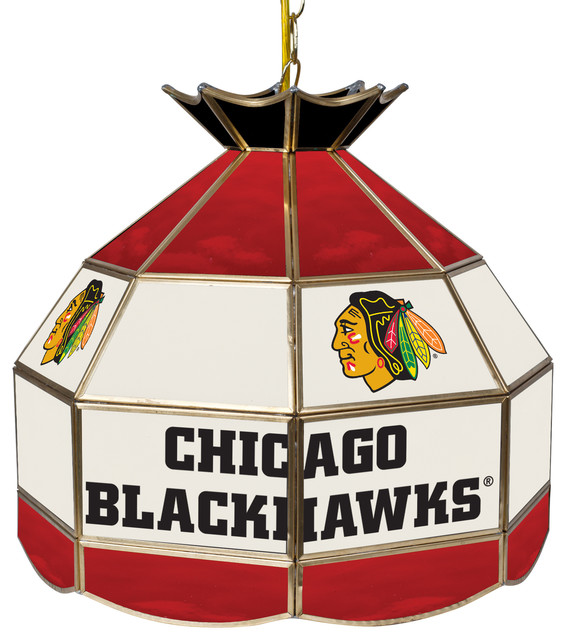 Nhl 16 Handmade Style Lamp Chicago Blackhawks Nhl 16 Handmade Style Lamp Chicago Blackhawks Traditional Pool Table Lights By Trademark Global