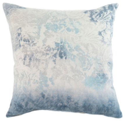 Lace Ocean Hand-Printed Linen Pillow, 12"x26", Case Only: No Insert