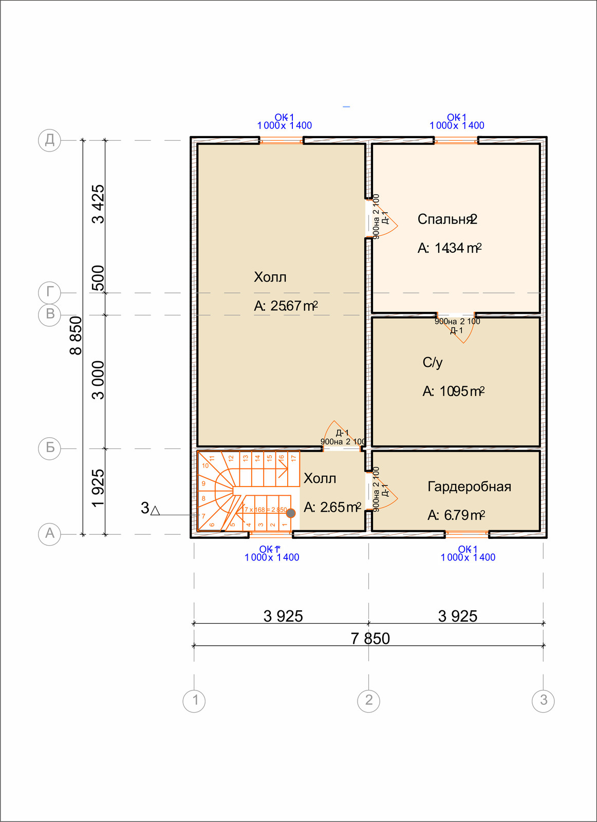 Проект каркасного дома 123 м2 - 2 этажа