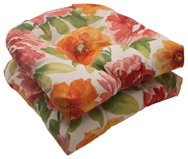 Primro Orange Wicker Seat Cushion, Set of 2 Traditional Outdoor