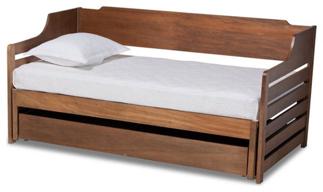 Bowery Hill Transitional Wood Expandable Twin Size to King Size Daybed in Brown