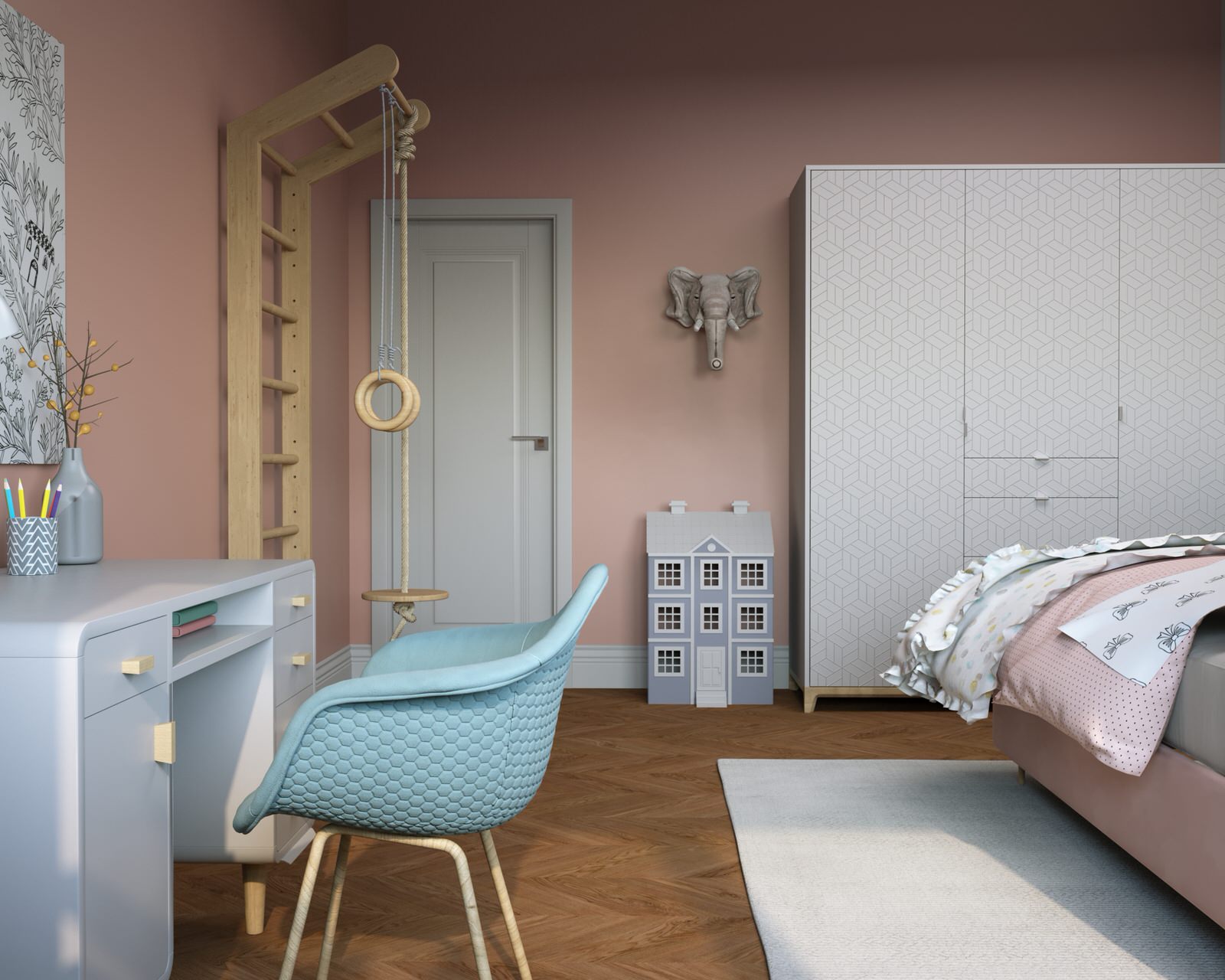 Жемчужина Рози. Проект квартиры в Москве для мамы и дочки.