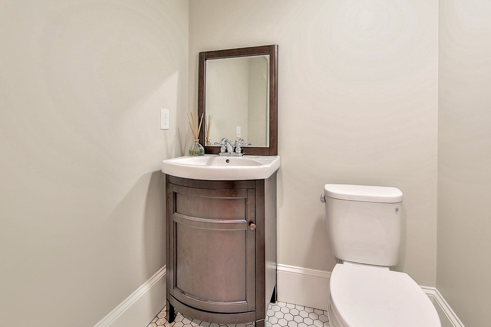 Design ideas for a transitional powder room in Boston.