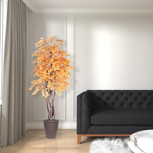 Vickerman TEX2270-RB 7' Artificial Golden Tree Brown Round Plastic ...
