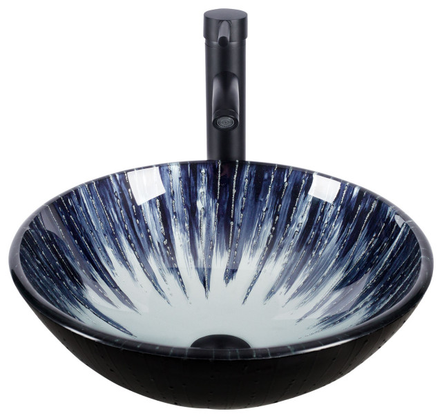 ELECWISH Art Bathroom Vessel Sink Set Contemporary Bathroom Sinks