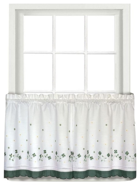 Gingham Green Floral Kitchen Curtain Traditional Valances By