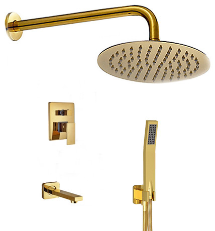 New matte black burnished brass gold rose gold wall mixer hand held shower set 