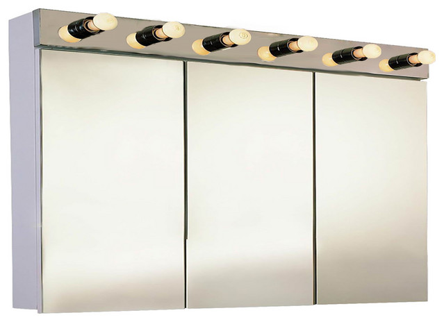 Tri-View With Light Surface Mounted Medicine Cabinet, 48"x40", Polished Edge