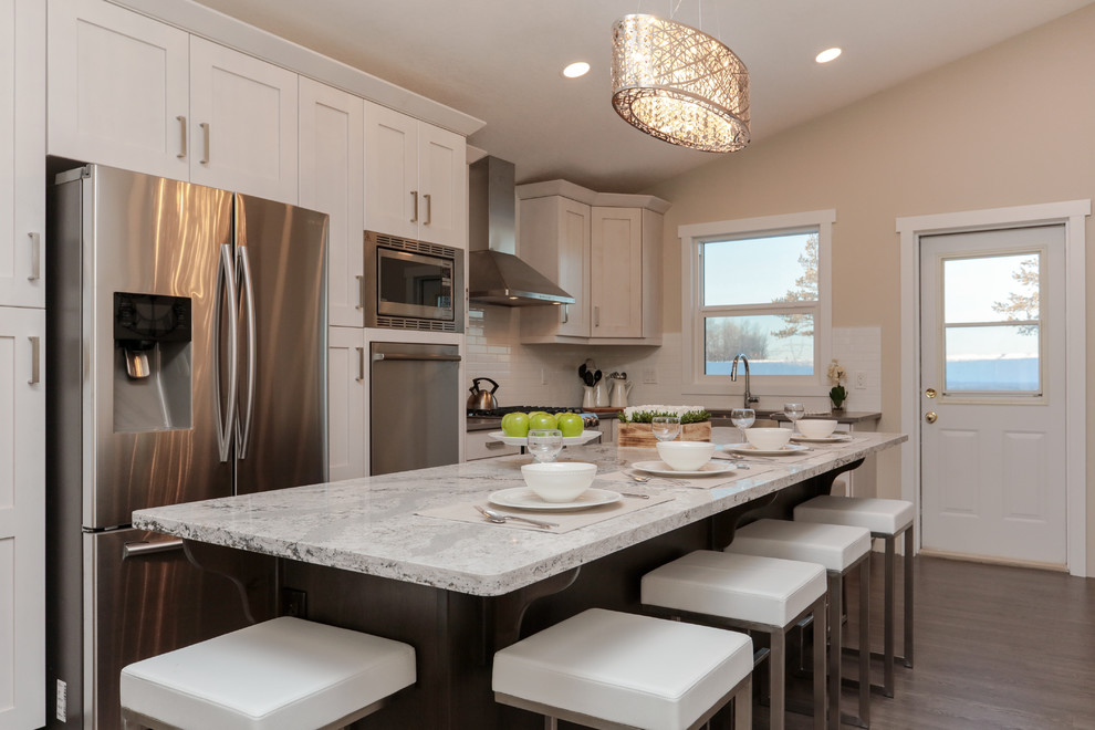 Inspiration for a transitional home design remodel in Edmonton