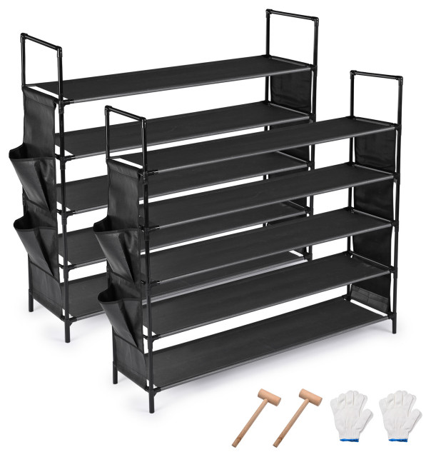 2 Pack 5 Tier Metal Shoe Rack 50 Pair Storage Stackable