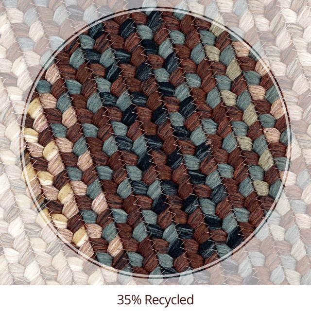 Homespice Decor Driftwood Indoor/Outdoor Braided Rug 8'x10' Oval Farmhouse Outdoor Rugs by