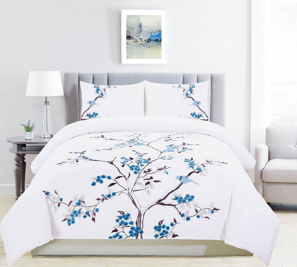 Cherry Garden Cotton Duvet Cover and Pillow Sham, Kgck Duvet Cover Set Asian Duvet Covers