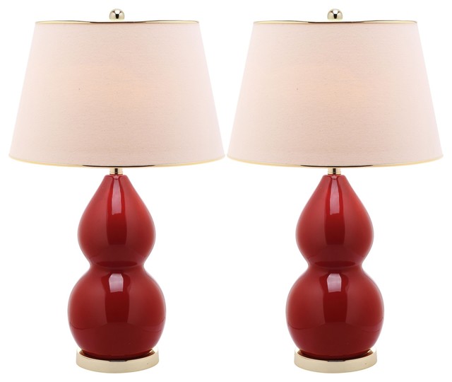 Safavieh Jill Double Gourd Chinese Red Table Lamp (2 Piece Set)