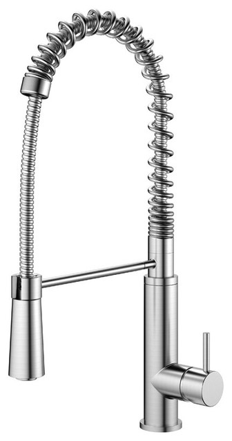 Extendable Kitchen Mixer Tap, Curved, Brushed Stainless Steel