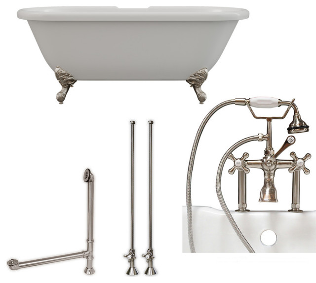 Acrylic Double Ended Clawfoot Bathtub 70"x30" With 7" Deck Mount Faucet