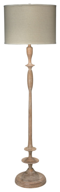 Classic Turned Wood Carved Spindle Floor Lamp Contemporary Casual Light