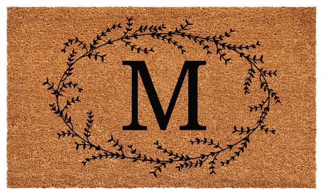 Calloway Mills Rustic Leaf Vine Monogrammed Doormat, 36"x72", Letter M