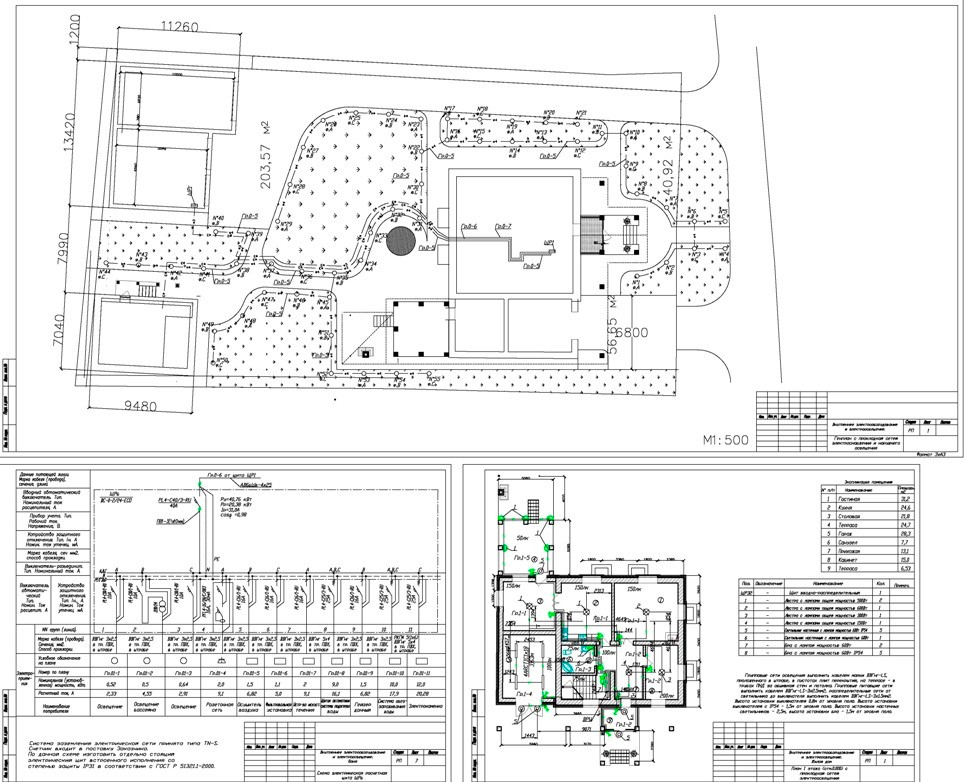 Проект электрики ж/д с баней и гаражом