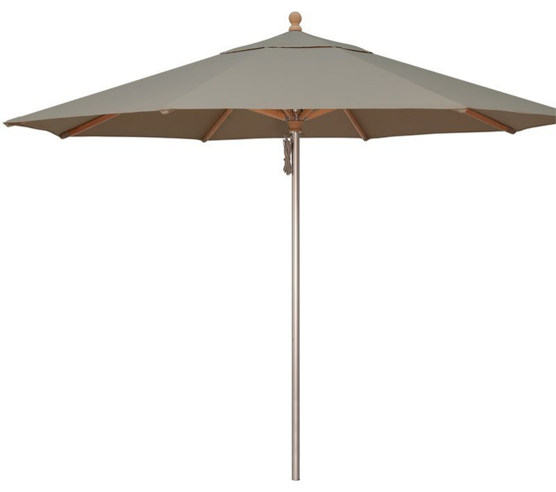 Simply Shade Fabric Aluminum Wood Umbrella in Silver/Cast Silver