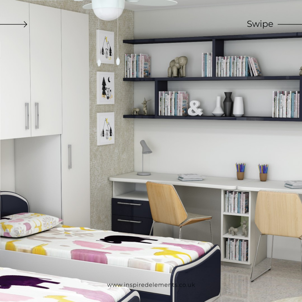 Kids' room - small modern kids' room idea in London