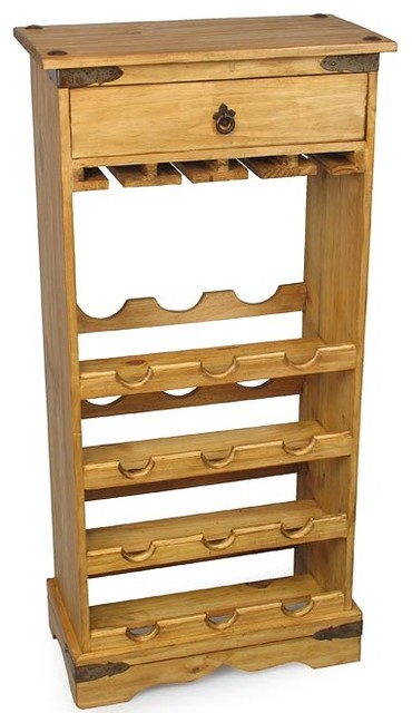 Small Mexican Pine Wine Rack - Traditional - Towel Racks & Stands