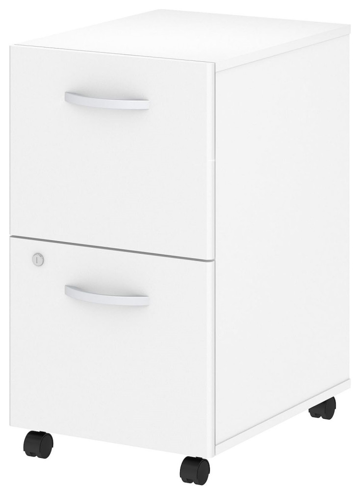 Filing 2 lockable Drawers With 2 Fixed and 2 Swivel Casters, White Contemporary