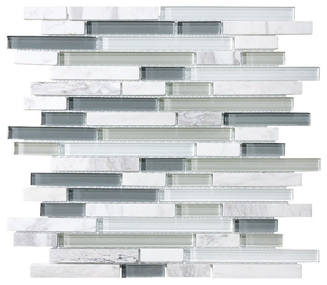 Bliss Iceland Stone And Glass Linear Mosaic Tile Contemporary Bliss Iceland Stone And Glass Linear Mosaic Tile Sample